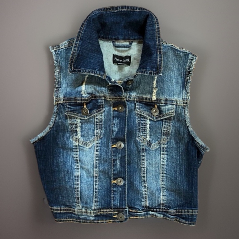 Vintage Distressed Frayed Jean Layering Vest